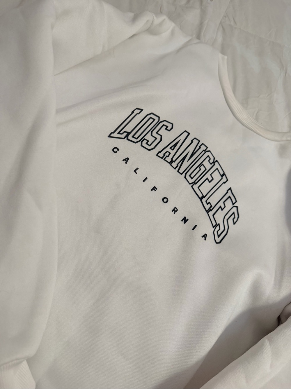 Los Angeles White Crewneck Sweatshirt - California Graphic - small stain NWOT